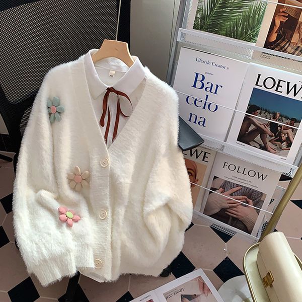 women s knits tees faux mink cashmere sweaters cardiagn autumn winter soft coats flower puff sleeve sweater oversized knitted jackets 221206, White
women s knits tees faux mink cashmere sweaters cardiagn autumn winter soft coats flower puff sleeve sweater oversized knitted jackets 221206, White