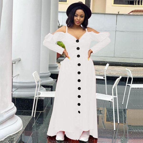 casual dresses women solid shirt long dress spaghetti strap off the shoulder autumn ruffle sleeve button loose maxi s-xxl, Black;gray
casual dresses women solid shirt long dress spaghetti strap off the shoulder autumn ruffle sleeve button loose maxi s-xxl, Black;gray