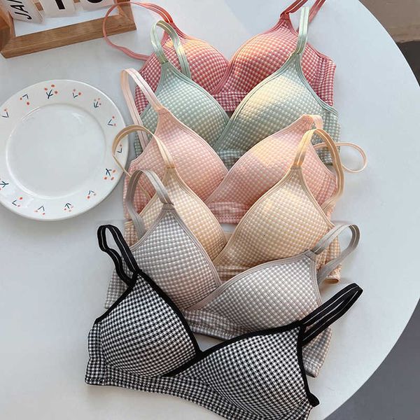 cotton bras for women seamless wireless push up bra breathable plaid cute bralette ladies's underwear comfort lingerie, Red;black
cotton bras for women seamless wireless push up bra breathable plaid cute bralette ladies's underwear comfort lingerie, Red;black