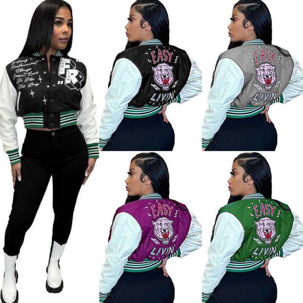 women baseball jackets letter print coat desinger patchwork button crop plus size 3xl, Black;brown
women baseball jackets letter print coat desinger patchwork button crop plus size 3xl, Black;brown