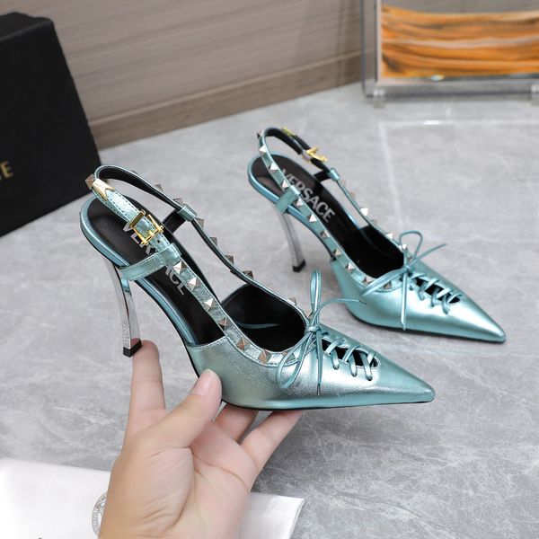 new explosion women's sandal shoes laced pin-point slingback pumps leather pump curved sandals high stiletto heels calf leather studs d, Black
new explosion women's sandal shoes laced pin-point slingback pumps leather pump curved sandals high stiletto heels calf leather studs d, Black