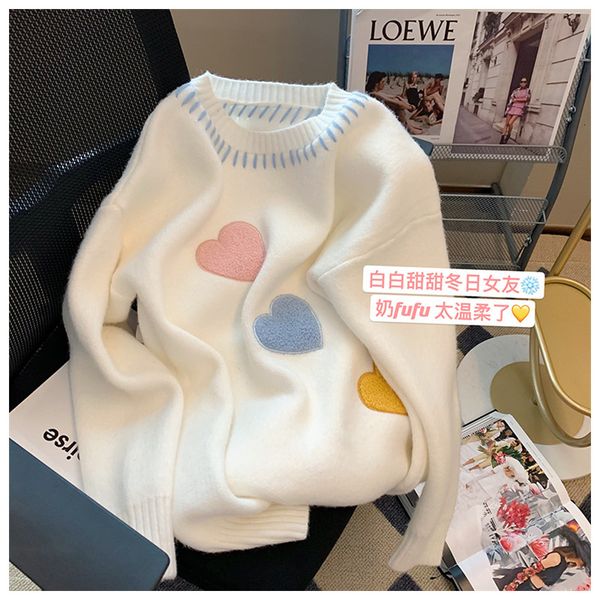 women s sweaters sweet pullover female o neck white love contrast color casual loose long sleeve clothes knit soft warm 221206, White;black
women s sweaters sweet pullover female o neck white love contrast color casual loose long sleeve clothes knit soft warm 221206, White;black