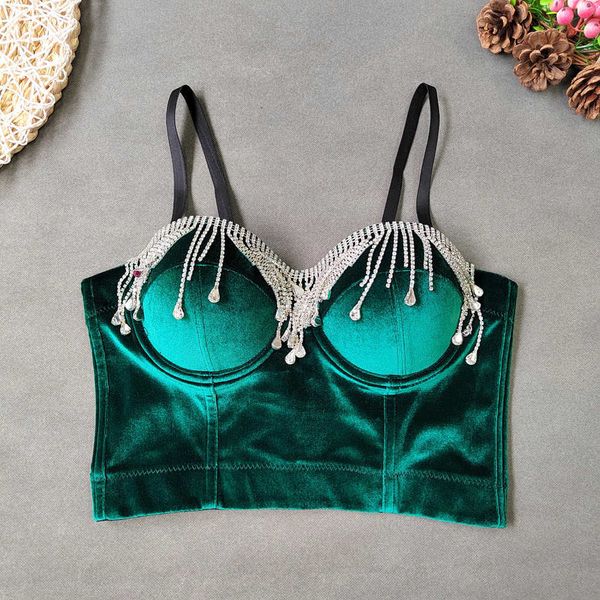 tassel rhinestone sling vest stage style outwear bra small vest short open back gold velvet bra, White
tassel rhinestone sling vest stage style outwear bra small vest short open back gold velvet bra, White
