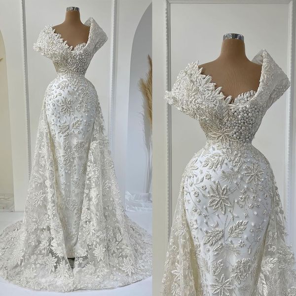 gorgeous mermaid wedding dresses pearls beads appliques lace bridal gowns custom made v neck lace-up back sweep train vestidos de novia, White
gorgeous mermaid wedding dresses pearls beads appliques lace bridal gowns custom made v neck lace-up back sweep train vestidos de novia, White
