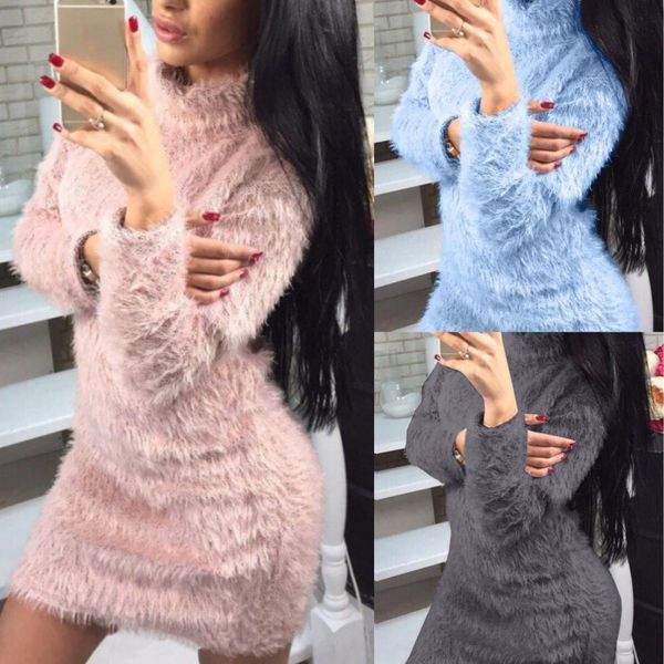 women's sweater autumn winter solid color turtleneck long sleeve sweater mini dress knitted clothes dresses 221207, White;black
women's sweater autumn winter solid color turtleneck long sleeve sweater mini dress knitted clothes dresses 221207, White;black