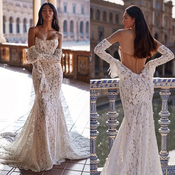 gorgeous mermaid wedding dresses sweetheart long sleeves appliques lace bridal gowns custom made backless sweep train vestidos de novia, White
gorgeous mermaid wedding dresses sweetheart long sleeves appliques lace bridal gowns custom made backless sweep train vestidos de novia, White