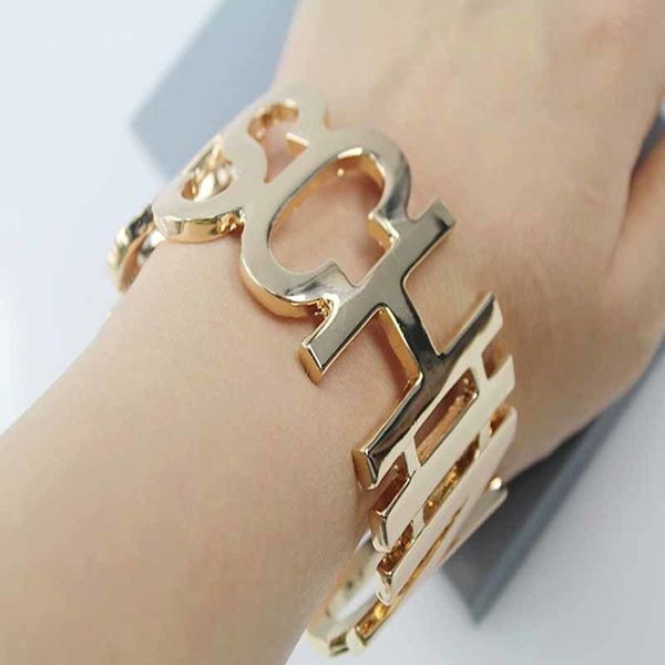 bangle fashion hip hop character punk exaggerated geometric letters metal glossy openings alloy ladies bracelet trendy 221206, Black
bangle fashion hip hop character punk exaggerated geometric letters metal glossy openings alloy ladies bracelet trendy 221206, Black