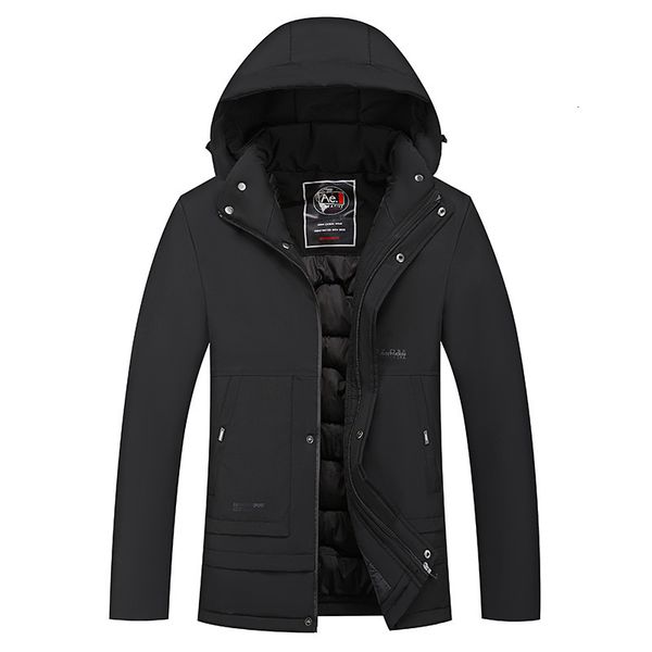 men's down parkas winter men's warm middle aged and elderly middle length cotton jacket 221207, Black
