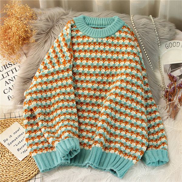 women s sweater sweater oversize o neck pullover chic thicken striped winter clothes sweet jumper leisure loose knitwear a0043 221206, White;black
women s sweater sweater oversize o neck pullover chic thicken striped winter clothes sweet jumper leisure loose knitwear a0043 221206, White;black