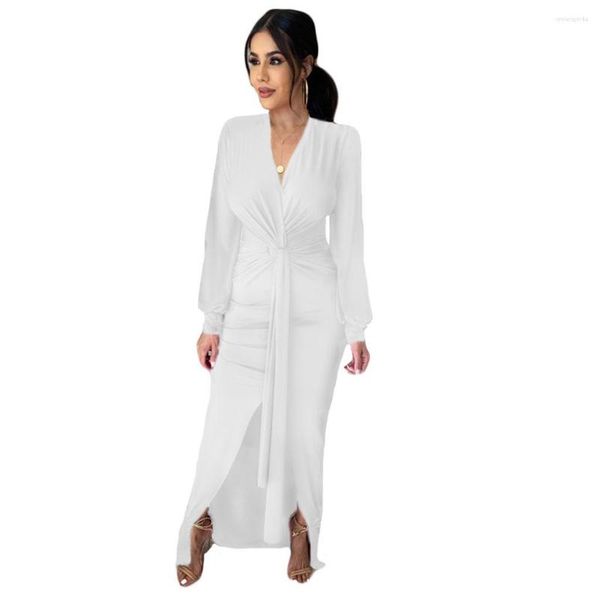 casual dresses evening long luxury 2022 women elegant fashion v-neck waist knot up open fork maxi dress full, Black;gray
casual dresses evening long luxury 2022 women elegant fashion v-neck waist knot up open fork maxi dress full, Black;gray