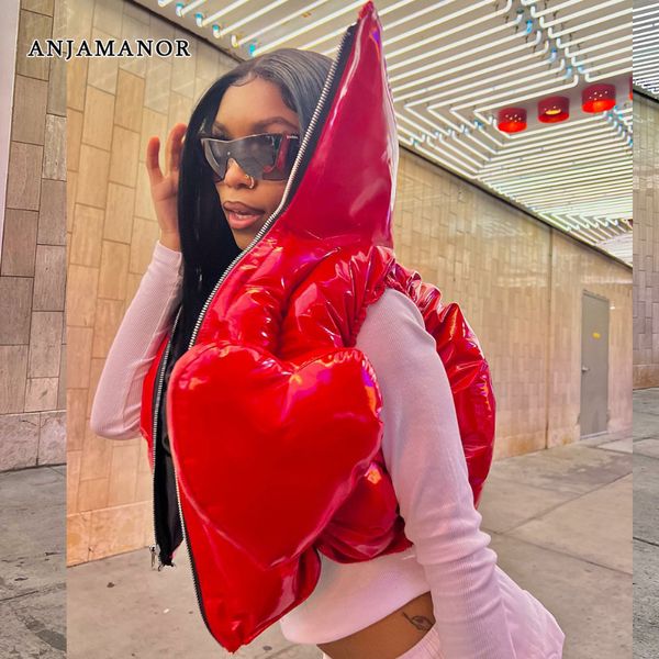 women s down parkas anjamanor pu leahter red puffer jacket zip up cropped vest autumn winter clothe bubble coat streetwear d82 hh92 221206, Black 
women s down parkas anjamanor pu leahter red puffer jacket zip up cropped vest autumn winter clothe bubble coat streetwear d82 hh92 221206, Black