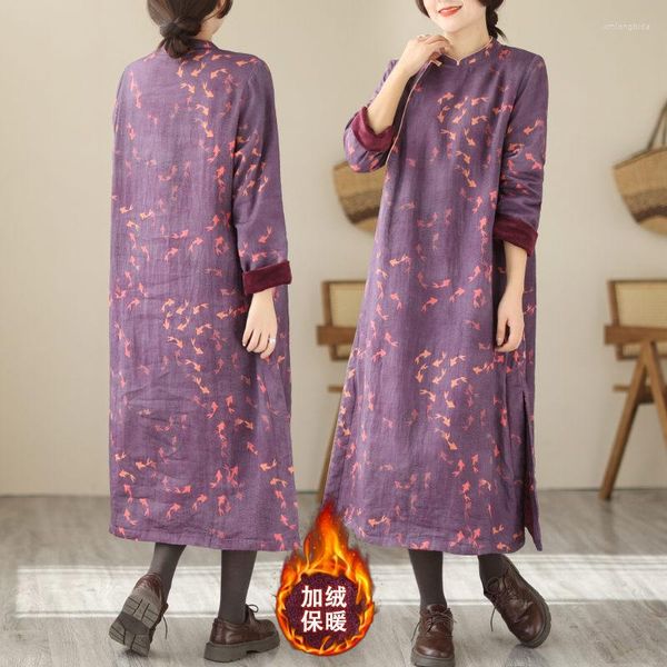 casual dresses 2022 winter chinese style plush clothing women large size loose thickened modified cheongsam retro printed fleece dress t1364, Black;gray
casual dresses 2022 winter chinese style plush clothing women large size loose thickened modified cheongsam retro printed fleece dress t1364, Black;gray