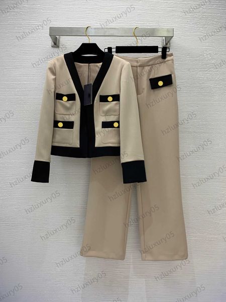 two piece sets womens two pieces pants color contrast stitching edge buttons decoration v-neck short zipper jacket high-waisted wide-legged, White
two piece sets womens two pieces pants color contrast stitching edge buttons decoration v-neck short zipper jacket high-waisted wide-legged, White