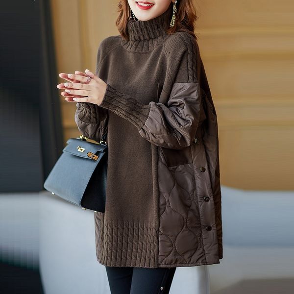 women s sweaters turtleneck sweater winter thickened loose outer wear stitching 221206, White;black
women s sweaters turtleneck sweater winter thickened loose outer wear stitching 221206, White;black