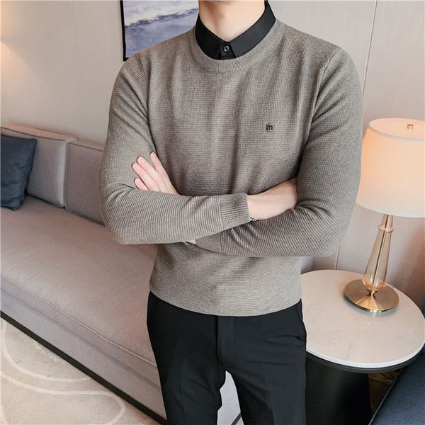 men s sweaters autumn and winter fashion embroidery male sweater shirt collar fake two piece mens boutique pullover stretch comfort casual 2, White;black
men s sweaters autumn and winter fashion embroidery male sweater shirt collar fake two piece mens boutique pullover stretch comfort casual 2, White;black