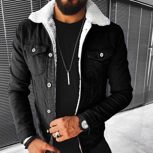 mens jackets winter mens imitation lamb thickened denim jacket coat luxury lapel plush lining warm outerwear 221205, Black;brown
mens jackets winter mens imitation lamb thickened denim jacket coat luxury lapel plush lining warm outerwear 221205, Black;brown
