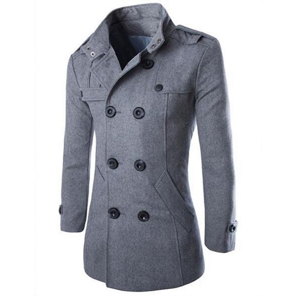 men's wool blends stylish winter solid coats fashion brand long coat double collar thick overcoat male 221206, Black
men's wool blends stylish winter solid coats fashion brand long coat double collar thick overcoat male 221206, Black