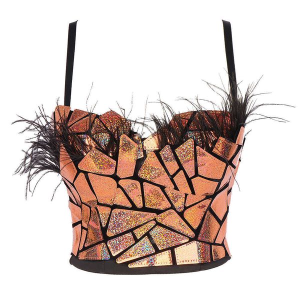 short feather sequin suspender vest nightclub disco colorful stage bra performance clothes waist band bra, Black
short feather sequin suspender vest nightclub disco colorful stage bra performance clothes waist band bra, Black