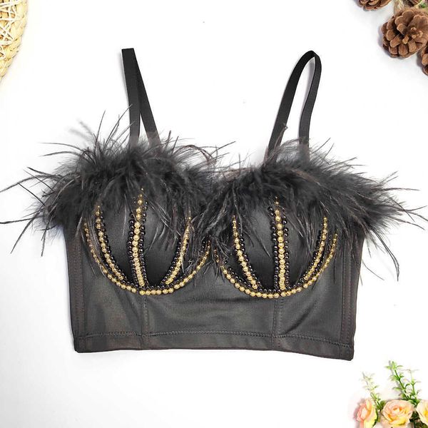 ultra short bra style small sling exposed navel nail bead and feather wrapped chest new product and waist shaping top, White
ultra short bra style small sling exposed navel nail bead and feather wrapped chest new product and waist shaping top, White