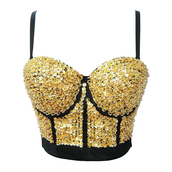 gold and silver sequin nail bead bra stage performance bra detachable shoulder with steel ring wear underwear suspender top, White
gold and silver sequin nail bead bra stage performance bra detachable shoulder with steel ring wear underwear suspender top, White