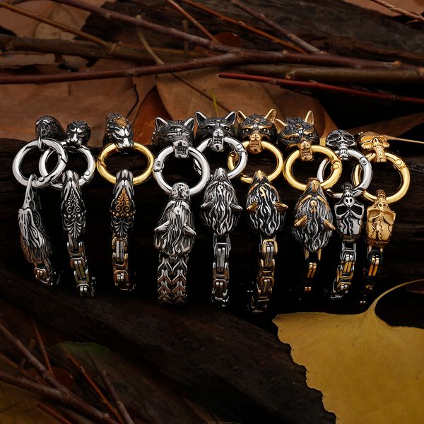 charm bracelets nordic viking celtic wolf head dragon bird ghost men's stainless steel bracelet nonfading jewelry wholesale 221206, Golden;silver
charm bracelets nordic viking celtic wolf head dragon bird ghost men's stainless steel bracelet nonfading jewelry wholesale 221206, Golden;silver