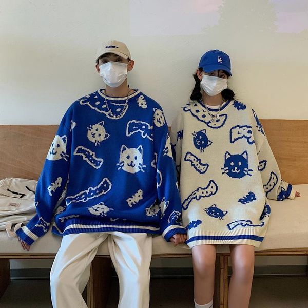 men s sweaters autumn and winter japanese retro female cat full print knitted sweater couple wear casual trendy men s 221206, White;black
men s sweaters autumn and winter japanese retro female cat full print knitted sweater couple wear casual trendy men s 221206, White;black