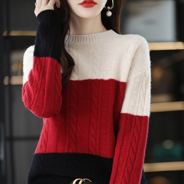 women s knits tees autumn and winter round neck colorful knitted sweater women 100 wool fashion high end loose comfortable warm pullover 221, White
women s knits tees autumn and winter round neck colorful knitted sweater women 100 wool fashion high end loose comfortable warm pullover 221, White