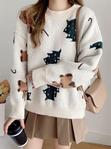 women s sweaters abrini christmas knitted casual printed oversize pullovers thick warm jumpers holiday sweater winter 221206, White;black
women s sweaters abrini christmas knitted casual printed oversize pullovers thick warm jumpers holiday sweater winter 221206, White;black