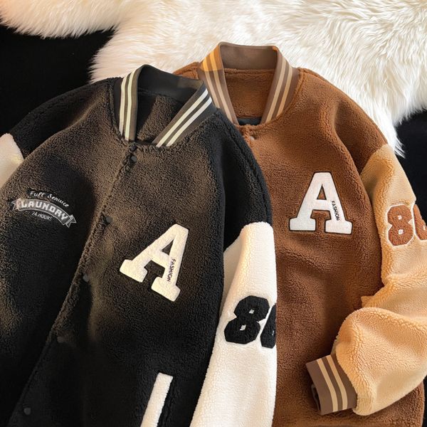 mens jackets winter warm faux lamb fur coat oversized fleece baseball jacket streetwear trend thick cashmere lamb wool varsity jacket for me, Black;brown
mens jackets winter warm faux lamb fur coat oversized fleece baseball jacket streetwear trend thick cashmere lamb wool varsity jacket for me, Black;brown