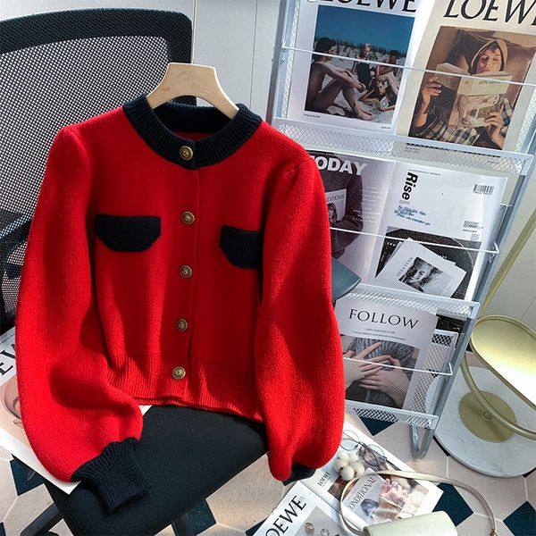 women s knits tees vintage red o neck single breasted sweater coat for women autumn and winter fashion short knitted cardigan 221206, White
women s knits tees vintage red o neck single breasted sweater coat for women autumn and winter fashion short knitted cardigan 221206, White