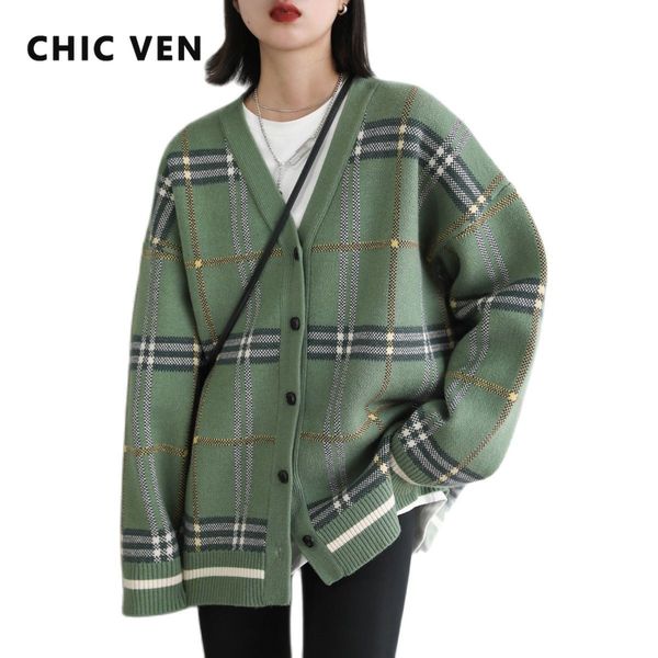 women s knits tees chic ven autumn winter sweaters original vintage loose v neck plaid knitted cardigan korean women ladies warm coat 221206, White
women s knits tees chic ven autumn winter sweaters original vintage loose v neck plaid knitted cardigan korean women ladies warm coat 221206, White