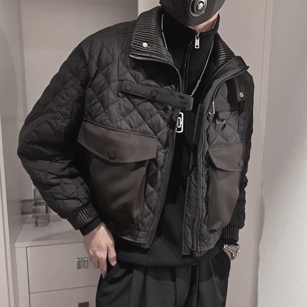 men's down parkas s winter plaid jacket loose thicken bomber casual social parka coats stand collar hiphop overcoat clothing 221207, Black
men's down parkas s winter plaid jacket loose thicken bomber casual social parka coats stand collar hiphop overcoat clothing 221207, Black