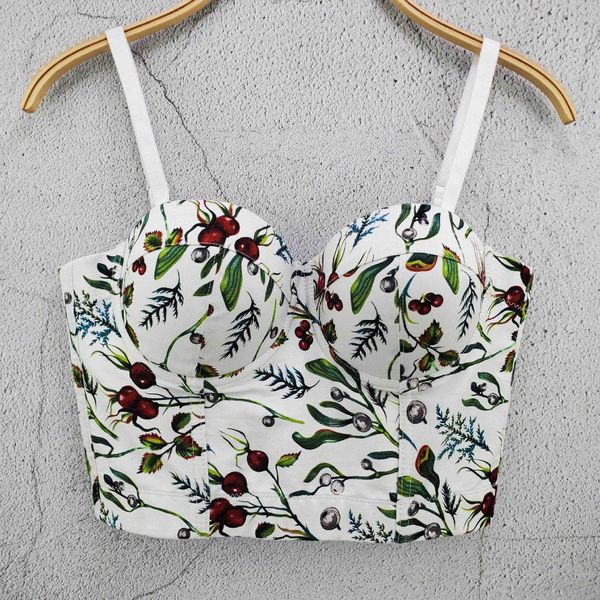 new printed cotton small suspender vest spring and summer french leaves versatile short western slim women's top, White
new printed cotton small suspender vest spring and summer french leaves versatile short western slim women's top, White