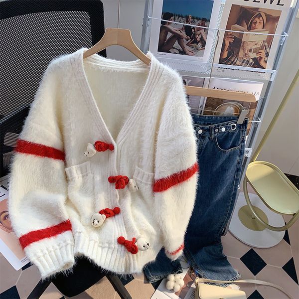women s knits tees winter sweater coats faux mink cashmere soft jacket puff sleeve button v neck knitted sweet cardigan oversize 221206, White
women s knits tees winter sweater coats faux mink cashmere soft jacket puff sleeve button v neck knitted sweet cardigan oversize 221206, White