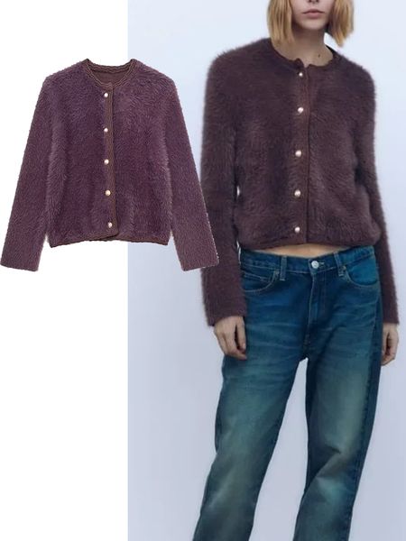 women s knits tees traf women purple knitted cardigan fashion autumn winter single breasted female chic o neck 221206, White
women s knits tees traf women purple knitted cardigan fashion autumn winter single breasted female chic o neck 221206, White