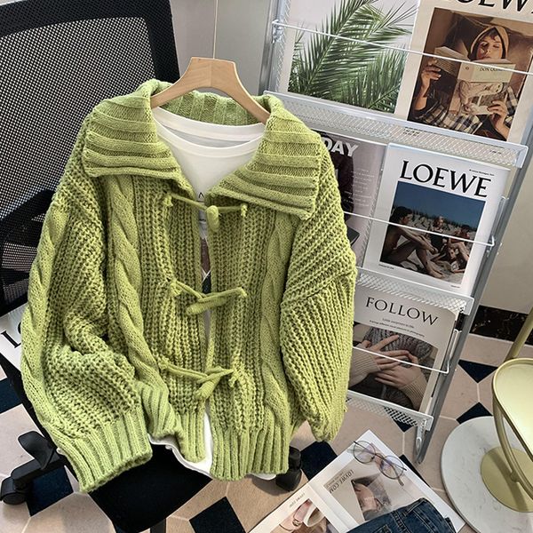 women s sweaters green cardigan fashion sweater jackets vintage buttons turn down collar loose short coats for women 221206, White;black
women s sweaters green cardigan fashion sweater jackets vintage buttons turn down collar loose short coats for women 221206, White;black