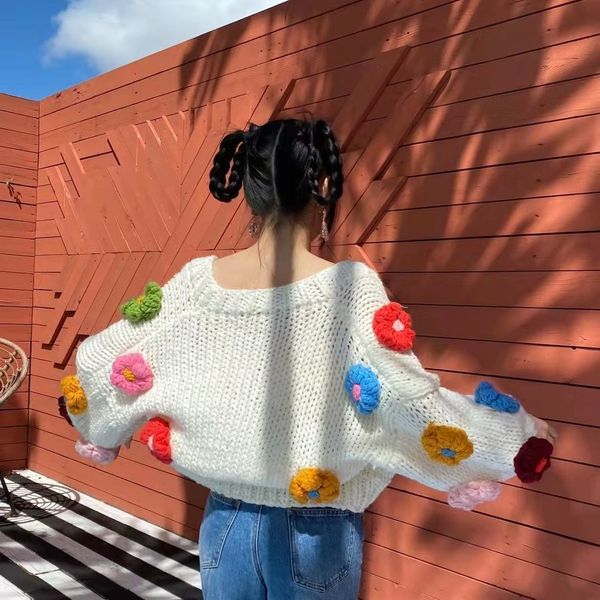 women s knits tees dimensional flower sweater cardigan female autumn winter languid lazy style short style outside streetwear knitted coat 2, White
women s knits tees dimensional flower sweater cardigan female autumn winter languid lazy style short style outside streetwear knitted coat 2, White