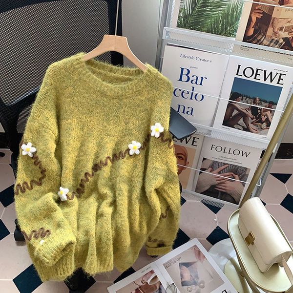 women s knits tees flower sweater soft jumper pullovers knitted sweaters early autumn loose korean style jumpers 221206, White
women s knits tees flower sweater soft jumper pullovers knitted sweaters early autumn loose korean style jumpers 221206, White