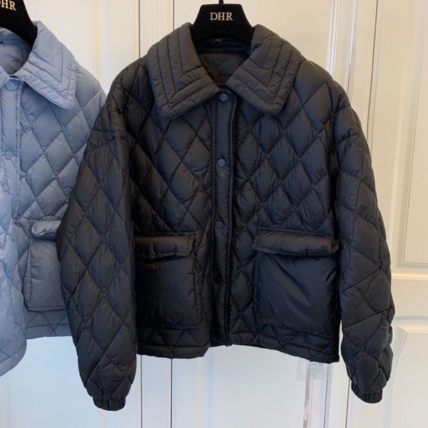 women s down parkas winter jacket women lapel diamond lattice light and thin short thickened warm korean fashionable internet celebrity coat, Black
women s down parkas winter jacket women lapel diamond lattice light and thin short thickened warm korean fashionable internet celebrity coat, Black
