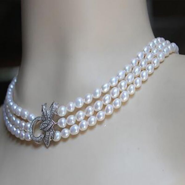 fashion jewelry 3rows freshwater pearl white 7-8mm necklace 17-19inch, Silver
fashion jewelry 3rows freshwater pearl white 7-8mm necklace 17-19inch, Silver