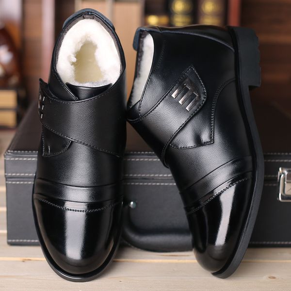 cow leather men winter shoes faux shearing lining short boots warm old men footwear, Black
cow leather men winter shoes faux shearing lining short boots warm old men footwear, Black