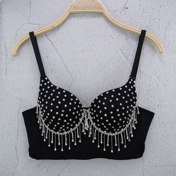 new rhinestone tassel chain small suspender vest han fan dancer wear short open navel women, White
new rhinestone tassel chain small suspender vest han fan dancer wear short open navel women, White