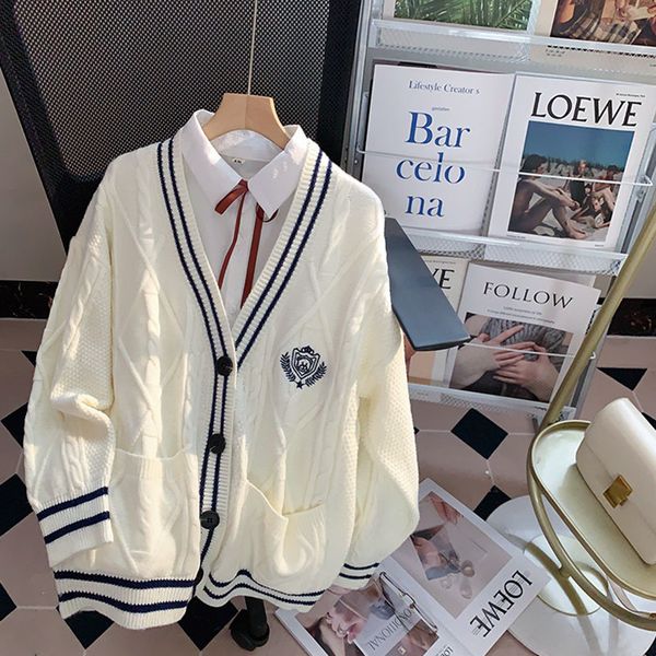 women s knits tees knitted cardigan prepply style long sleeve student sweater coats v neck buttons white sweaters jackets 221206
women s knits tees knitted cardigan prepply style long sleeve student sweater coats v neck buttons white sweaters jackets 221206