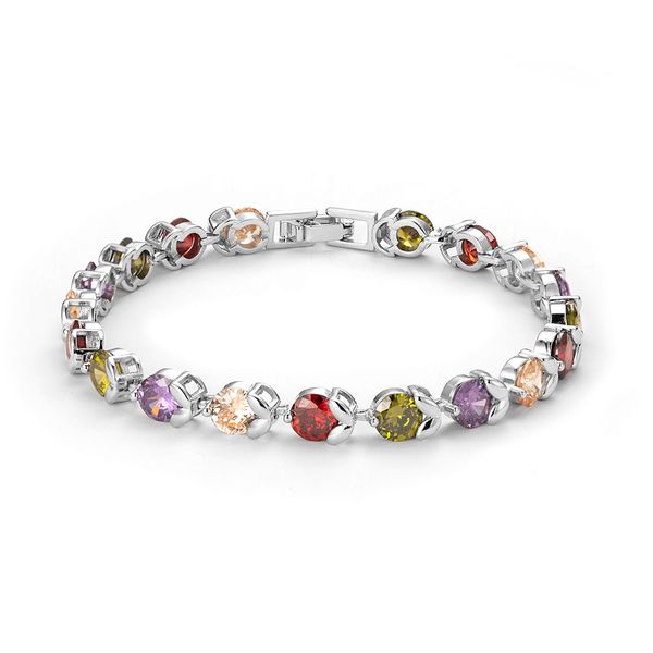 tennis bracelet luxury pave setting round multicolor gemstone 14k white gold plated engagement bangle for women wedding jewelry accessaries, Black
tennis bracelet luxury pave setting round multicolor gemstone 14k white gold plated engagement bangle for women wedding jewelry accessaries, Black