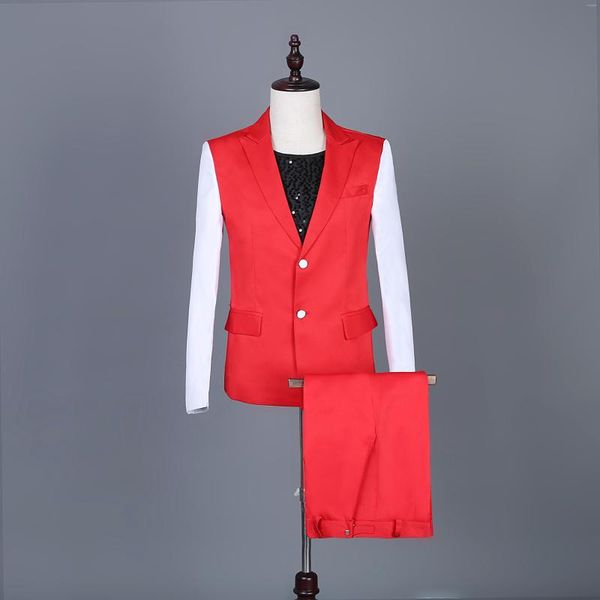 men's suits korean red white stitching suit pants 2pcs tfboys we are all dream catchers same male singer stage veste homme luxe mariage, White;black
men's suits korean red white stitching suit pants 2pcs tfboys we are all dream catchers same male singer stage veste homme luxe mariage, White;black