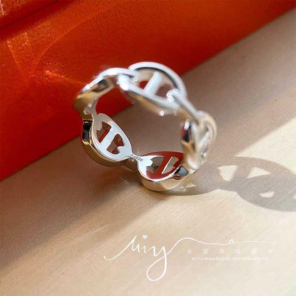designer hamser ring s925 silver h pig nose ring oval chain ins small design cool girl
designer hamser ring s925 silver h pig nose ring oval chain ins small design cool girl