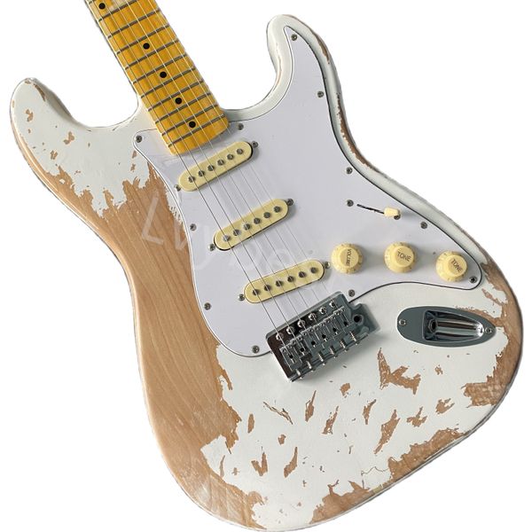 lvychina electric guitar st the white color do the old one factory direct sales can be customized
lvychina electric guitar st the white color do the old one factory direct sales can be customized