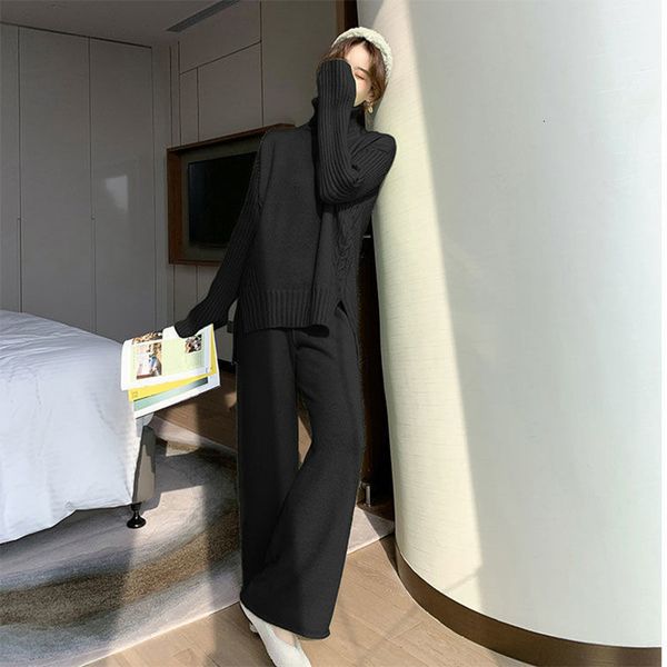 women s two piece pants autumn winter korean edition goddess languid is lazy wind turtleneck split sweater wide legged 2 loose knitted suits, White
women s two piece pants autumn winter korean edition goddess languid is lazy wind turtleneck split sweater wide legged 2 loose knitted suits, White