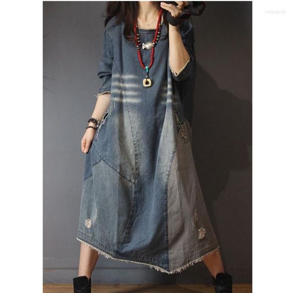 casual dresses long sleeve denim dress women loose femme pullover 2022 spring jeans hole vintage splicing shirt, Black;gray
casual dresses long sleeve denim dress women loose femme pullover 2022 spring jeans hole vintage splicing shirt, Black;gray