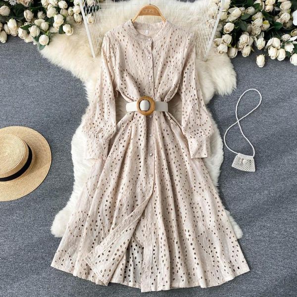 casual dresses 2022 spring autumn women vintage embroidery hollow out long sleeve dress loose lady sweet o-neck high waist a-line, Black;gray
casual dresses 2022 spring autumn women vintage embroidery hollow out long sleeve dress loose lady sweet o-neck high waist a-line, Black;gray